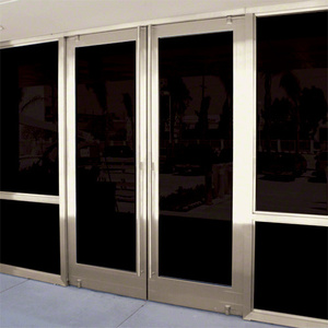 CRL Automatic Balancer™ Brushed Stainless Aluminum Medium Stile Door for 1" Glazing; 3-11/32" Top Rail; 9-1/2" Bottom Rail; Concealed Hinge Tube Double Doors; With Panic