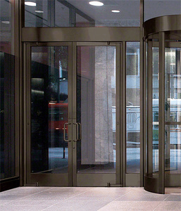CRL Balancer™ Dark Bronze Aluminum Medium Stile Door for 1" Glazing; 3-11/32" Top Rail; 9-1/2" Bottom Rail; Concealed Hinge Tube Double Doors with Lock