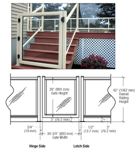 CRL Oyster White 36" 100 Series Aluminum Railing System Gate for 1/4" to 3/8" Glass