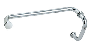CRL Polished Chrome 6" Pull Handle and 12" Towel Bar BM Series Combination With Metal Washers