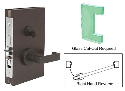CRL Dark Bronze 6" x 10" RHR  Center Lock With Deadlatch in Entrance Lock Function
