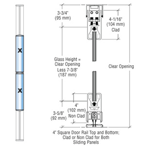 CRL Polished Stainless XX Bi-Part SDR Bottom Rolling Sliding Door System
