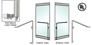 CRL-Blumcraft® Brushed Stainless Right Hand Reverse Rail Mount Keyed Access 'C' Exterior Bottom Securing Panic Handle