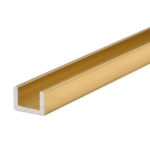 CRL Brite Gold Anodized Frameless Shower Door Aluminum Regular U-Channel for 3/8" Thick Glass