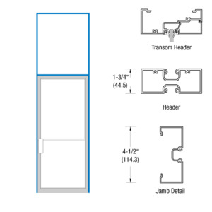 CRL-U.S. Aluminum 1-3/4" x 4-1/2" Transom Frame Left Hand Swing Out for Single 36" x 84" Butt Hung Non Impact Door Bronze Black Anodized