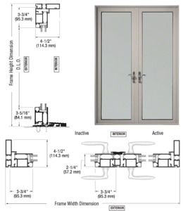 CRL-U.S. Aluminum Clear Anodized Series 925 Pair Patio Door Swing Out