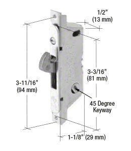 CRL 1/2" Wide Stainless Steel Round End Face Plate Mortise Lock with Automatic Latching for Adams Rite® Doors