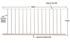 CRL Sky White 200, 300, 350, and 400 Series 72"W x 42"H Picket Panel