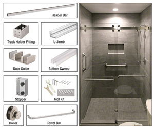 CRL Brushed Stainless Steel Deluxe 180 Degree Cambridge Series Two Door Bypass Sliding Shower Door System