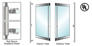 CRL-Blumcraft® Brushed Stainless Right Hand Reverse Rail Mount 'F' Exterior Top and Bottom Secured Deadbolt Handle