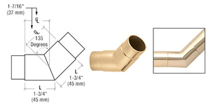 CRL Polished Brass 135 Degree Flush Angle for 1-1/2" Tubing