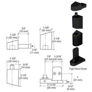 CRL Black Right Hand 0P400 Top and Bottom Pivot Set