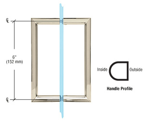 CRL 6" Polished Nickel RM Series Flat Outside Surface/Round Tubing Inside Back-to-Back Pull Handle