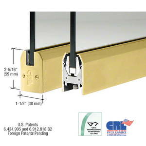 CRL Satin Brass 1/2" Glass Low Profile Tapered Door Rail Without Lock - Custom Length