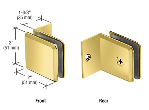CRL Polished Brass Fixed Panel Beveled Clamp With Small Leg