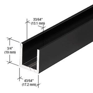 CRL Matte Black 1/2" Fixed Panel Shower Door Deep U-Channel - 144"