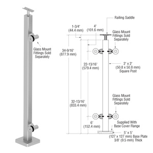 CRL 316 Brushed Stainless 36" P1 Series End Post Railing Kit