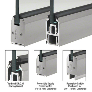 CRL Brushed Stainless 2-5/16" x 120" Length Low Profile Tapered Sidelite Rail With Saddle