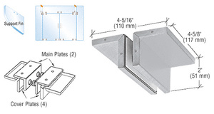 CRL Brushed Stainless Ceiling Mounted Support Fin Bracket Patch Fitting