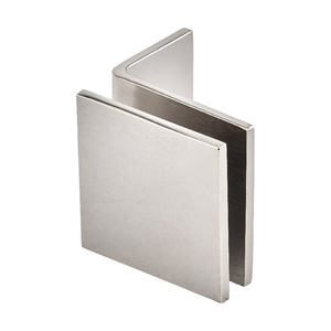Polished Nickel Wall Mount Designer Series Glass Clip with Mounting Leg