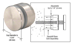 CRL 316 Brushed Stainless Adjustable Height Standoff Cap for 1-1/2" Base