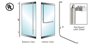CRL-Blumcraft® Brushed Stainless Left Hand Reverse Low Profile Dorr Mount Keyed Access "FS" Exterior, Top Securing Panic Handle