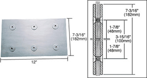 CRL Brushed Stainless 12inch Fin Splice Fitting for 3/4inch Glass