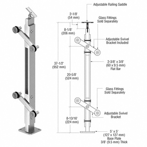 CRL Polished Stainless 36" P4 Series 180 Degree Center Post Railing Kit