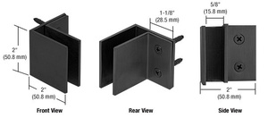 CRL Matte Black Wall Mount Square Mall Front Clamp