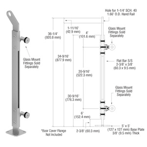 CRL Brushed Stainless 36" P2 Series Left Hand End Post Railing Kit