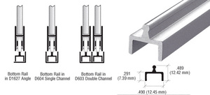 CRL Brite Anodized Aluminum Single Bottom Rail