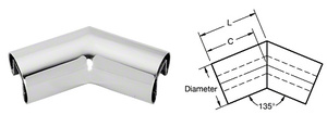 CRL Polished Stainless 2" Diameter 135 Degree Horizontal Corner for 3/4" Glass Cap Railing