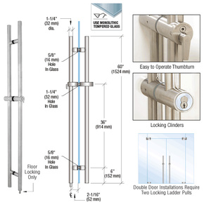 CRL 316 Brushed Stainless 60" Locking Ladder Pull