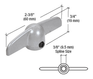 CRL Aluminum T-Crank Casement Operator Handle 3/8" Spline - 2-3/8" Length