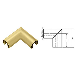 CRL Satin Brass 50.8 mm Diameter 90 Degree Horizontal Corner for 21.52 mm or 25.52 mm Glass Cap Railing