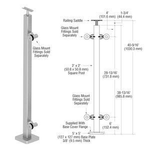 CRL 316 Brushed Stainless 42" P1 Series End Post Railing Kit