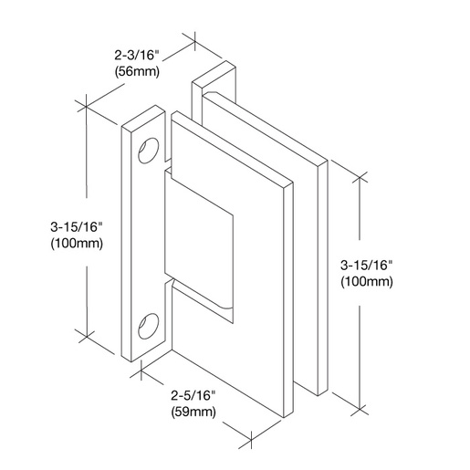 CRL Matte Black Vienna 037 Series Wall Mount 'H' Back Plate Hinge | CRL