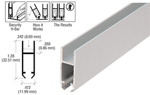 CRL Satin Anodized Security H-Bar for Anti-Lift Showcase Track Assembly - 144"