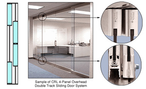CRL Satin Anodized 4-Panel Overhead Double Track Sliding Door System