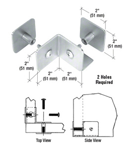 CRL Satin Chrome Bullet Resistant Protective Barrier System 90 Degree Bottom Mount Outside Clamp