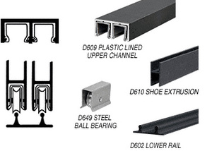 CRL Flat Black Track Assembly D609 Upper & D602 Lower Track with Steel Ball Bearing Wheels