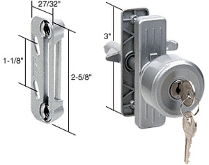 CRL Keyed Aluminum Screen and Storm Door Knob Latch With 3" Screw Holes