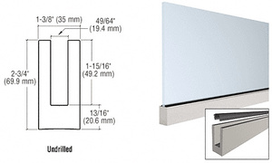 CRL Mill Aluminum 240" Small Profile Windscreen Base Shoe for 3/8" or 1/2" Glass - Extrusion Only