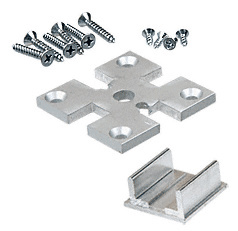 CRL 4-Way Satin Anodized 2" x 2" Partition Post Base Plate Kit for Posts Up to 24"