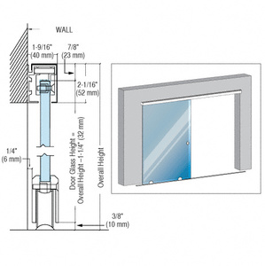 CRL Polished Stainless GSDH1 Series Single Bottom Rolling Door Installation Assembly - 118"