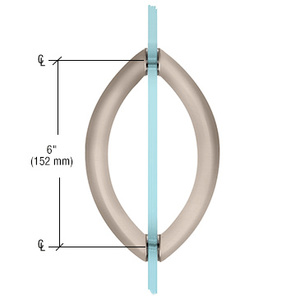 CRL Brushed Nickel 6" Crescent Style Back-to-Back Pull Handles Without Metal Washers