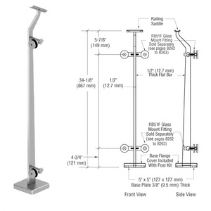 CRL Brushed Stainless Left End P5 Series Post Railing Kit