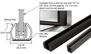 CRL Black AWS 60" Bottom Rail Kit with Rigid Glazing Vinyl