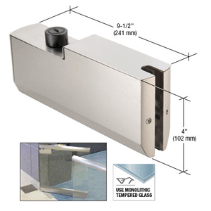 CRL Brushed Stainless 4" Tapered GRS Dry Glaze 9-1/2" Top Patch Gate Rail for 1/2" Glass