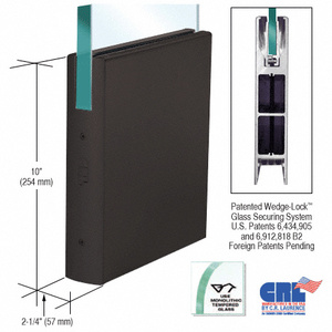 CRL Oil Rubbed Bronze 3/4" Glass 10" Square Door Rail Without Lock - Custom Length